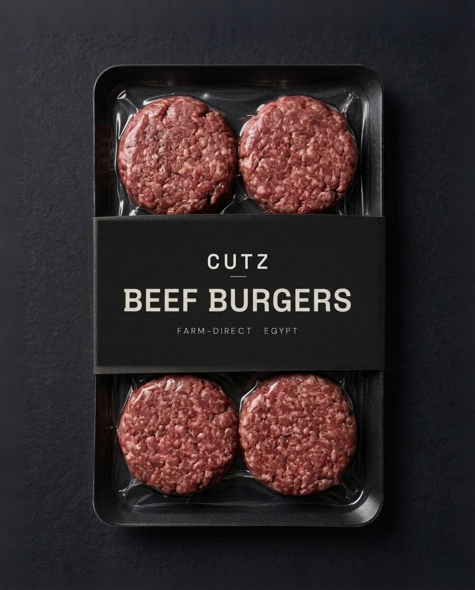 CUTZ BEEF BURGERS beef cut in a vacuum skin pack