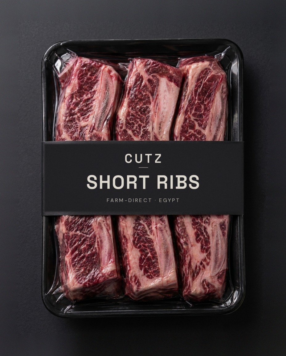 SHORT RIBS beef cut in a vacuum skin pack