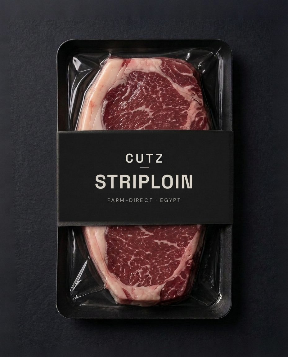 STRIPLOIN beef cut in a vacuum skin pack